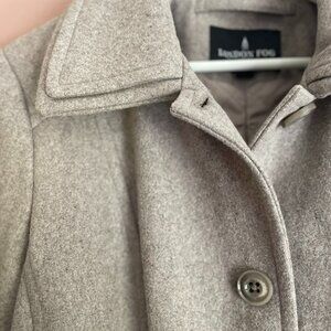 London Fog Soft Brown Grey Fully Lined Wool Blend Coat